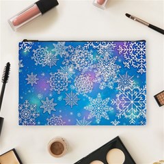 Snowflake Background Blue Purple Cosmetic Bag (large)