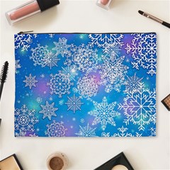 Snowflake Background Blue Purple Cosmetic Bag (XL)