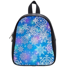 Snowflake Background Blue Purple School Bag (Small)