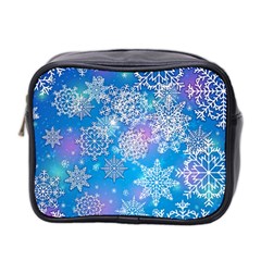 Snowflake Background Blue Purple Mini Toiletries Bag (two Sides)