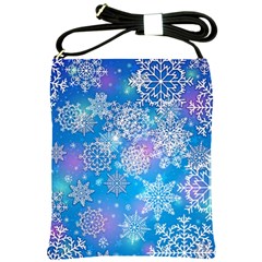 Snowflake Background Blue Purple Shoulder Sling Bag