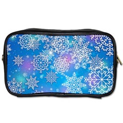 Snowflake Background Blue Purple Toiletries Bag (two Sides) by HermanTelo