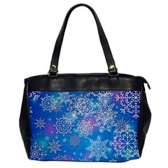 Snowflake Background Blue Purple Oversize Office Handbag