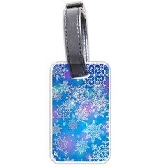 Snowflake Background Blue Purple Luggage Tag (one Side) by HermanTelo