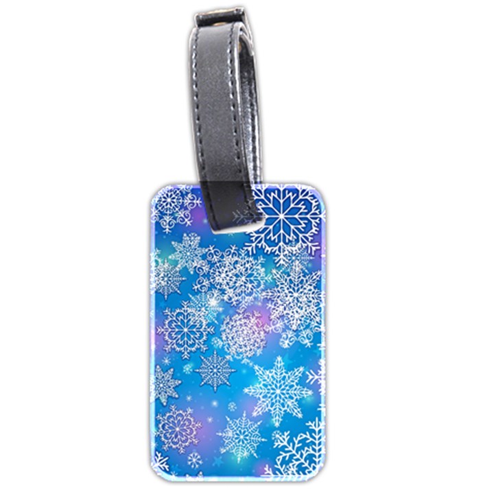 Snowflake Background Blue Purple Luggage Tag (two sides)