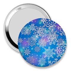 Snowflake Background Blue Purple 3  Handbag Mirrors