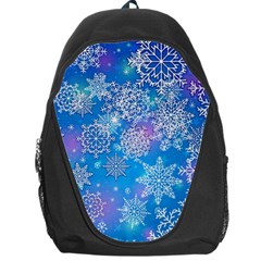 Snowflake Background Blue Purple Backpack Bag