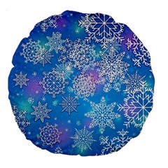 Snowflake Background Blue Purple Large 18  Premium Round Cushions