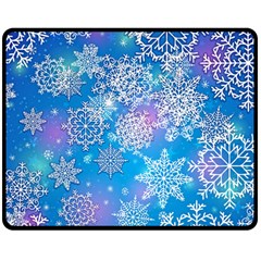 Snowflake Background Blue Purple Double Sided Fleece Blanket (medium) 