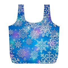 Snowflake Background Blue Purple Full Print Recycle Bag (l)