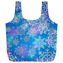 Snowflake Background Blue Purple Full Print Recycle Bag (xl)