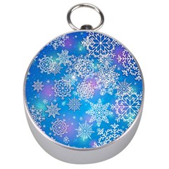 Snowflake Background Blue Purple Silver Compasses