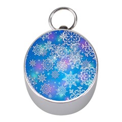 Snowflake Background Blue Purple Mini Silver Compasses by HermanTelo