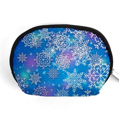 Snowflake Background Blue Purple Accessory Pouch (medium)