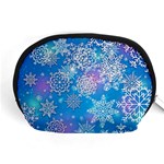 Snowflake Background Blue Purple Accessory Pouch (Medium) Front