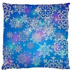 Snowflake Background Blue Purple Large Flano Cushion Case (two Sides)