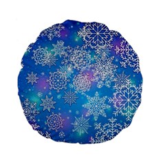 Snowflake Background Blue Purple Standard 15  Premium Flano Round Cushions