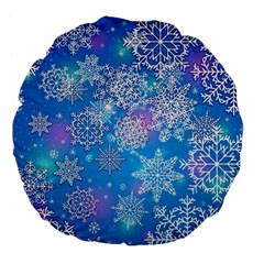 Snowflake Background Blue Purple Large 18  Premium Flano Round Cushions by HermanTelo