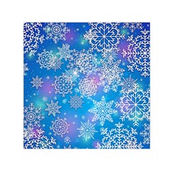 Snowflake Background Blue Purple Small Satin Scarf (square) by HermanTelo