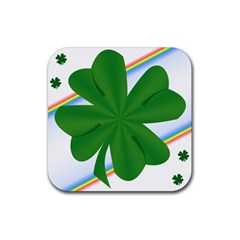 Shamrock Clover Saint Patrick Leaves Rubber Coaster (square)  by HermanTelo