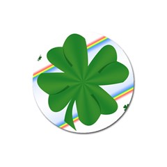 Shamrock Clover Saint Patrick Leaves Magnet 3  (round) by HermanTelo