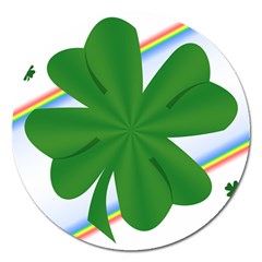 Shamrock Clover Saint Patrick Leaves Magnet 5  (round)