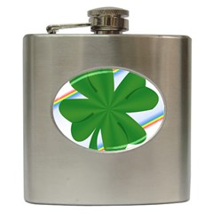 Shamrock Clover Saint Patrick Leaves Hip Flask (6 Oz) by HermanTelo