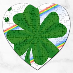 Shamrock Clover Saint Patrick Leaves Jigsaw Puzzle (heart) by HermanTelo