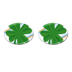 Shamrock Clover Saint Patrick Leaves Cufflinks (oval) by HermanTelo