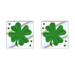 Shamrock Clover Saint Patrick Leaves Cufflinks (square) by HermanTelo