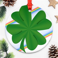 Shamrock Clover Saint Patrick Leaves Round Ornament (two Sides)