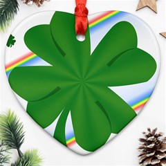 Shamrock Clover Saint Patrick Leaves Heart Ornament (two Sides) by HermanTelo