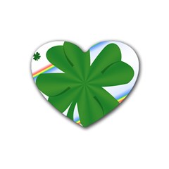 Shamrock Clover Saint Patrick Leaves Rubber Coaster (heart)  by HermanTelo