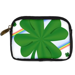 Shamrock Clover Saint Patrick Leaves Digital Camera Leather Case