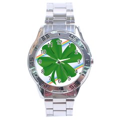 Shamrock Clover Saint Patrick Leaves Stainless Steel Analogue Watch by HermanTelo