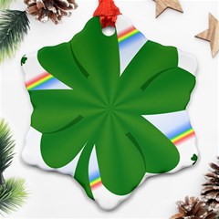 Shamrock Clover Saint Patrick Leaves Snowflake Ornament (two Sides) by HermanTelo