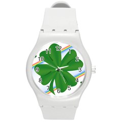 Shamrock Clover Saint Patrick Leaves Round Plastic Sport Watch (m) by HermanTelo