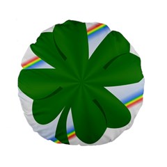 Shamrock Clover Saint Patrick Leaves Standard 15  Premium Round Cushions by HermanTelo