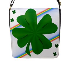 Shamrock Clover Saint Patrick Leaves Flap Closure Messenger Bag (l)