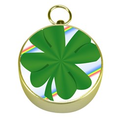 Shamrock Clover Saint Patrick Leaves Gold Compasses