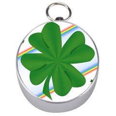 Shamrock Clover Saint Patrick Leaves Silver Compasses