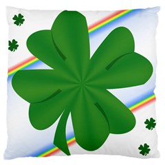 Shamrock Clover Saint Patrick Leaves Large Flano Cushion Case (one Side) by HermanTelo