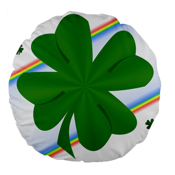 Shamrock Clover Saint Patrick Leaves Large 18  Premium Flano Round Cushions