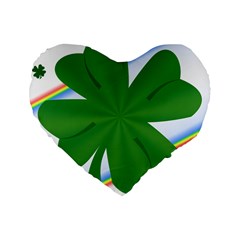 Shamrock Clover Saint Patrick Leaves Standard 16  Premium Flano Heart Shape Cushions by HermanTelo