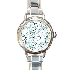 Seamless Texture Fill Polka Dots Round Italian Charm Watch by HermanTelo