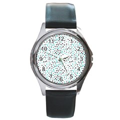 Seamless Texture Fill Polka Dots Round Metal Watch by HermanTelo