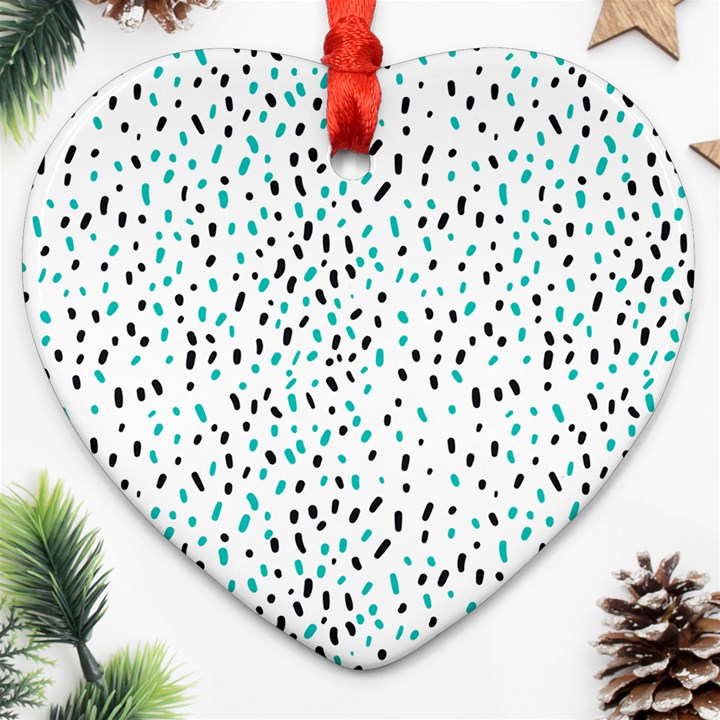 Seamless Texture Fill Polka Dots Heart Ornament (Two Sides)