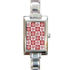 Snowflake Red White Rectangle Italian Charm Watch by HermanTelo