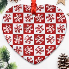 Snowflake Red White Ornament (heart) by HermanTelo