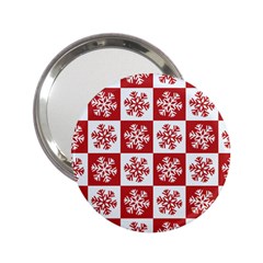 Snowflake Red White 2 25  Handbag Mirrors by HermanTelo